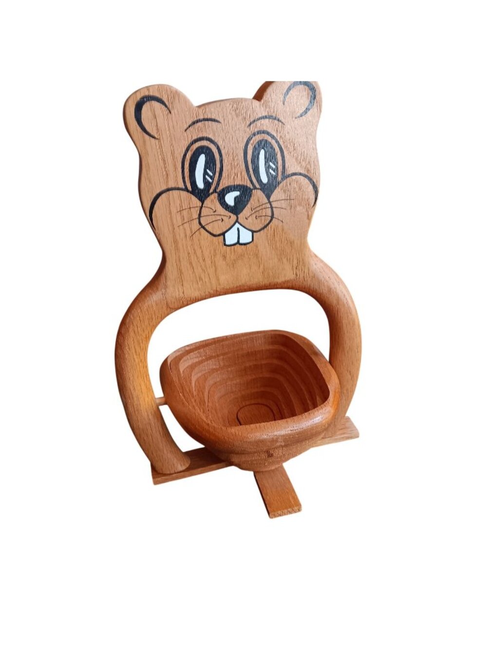 Handcrafted Wooden Beaver-Shaped Collapsible Basket By Ruffles & Wood USA